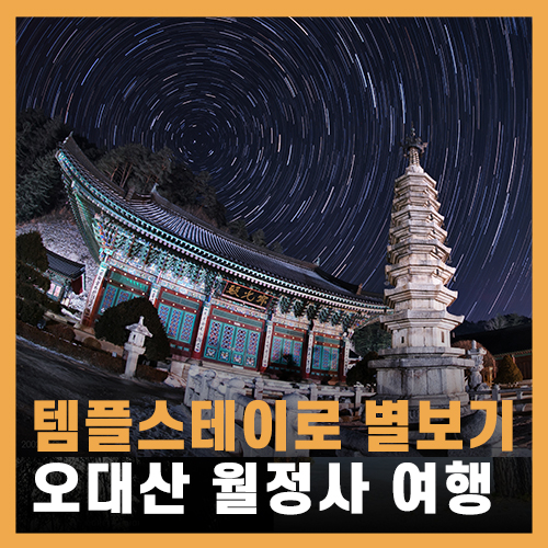  월정사 템플스테이 겨울 여행지 추천 / 설경과 별 잘보이는 곳, 별궤적 북천일주