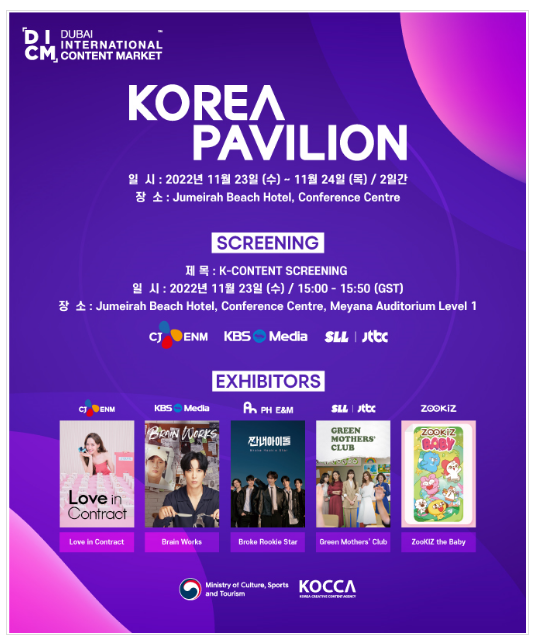 세계 최대 방송영상시장에서 전년 대비 2배 넘는 수출 달성(프랑스 밉컴 MIPCOM 2022, 두바이국제콘텐츠마켓 DICM 오징어게임, 이상한 변호사 우영우)_문화체육관광부 세계 최대 방송영상시장에서 전년 대비 2배 넘는 수출 달성(프랑스 밉컴 MIPCOM 2022, 두바이국제콘텐츠마켓 DICM 오징어게임, 이상한 변호사 우영우)_문화체육관광부
