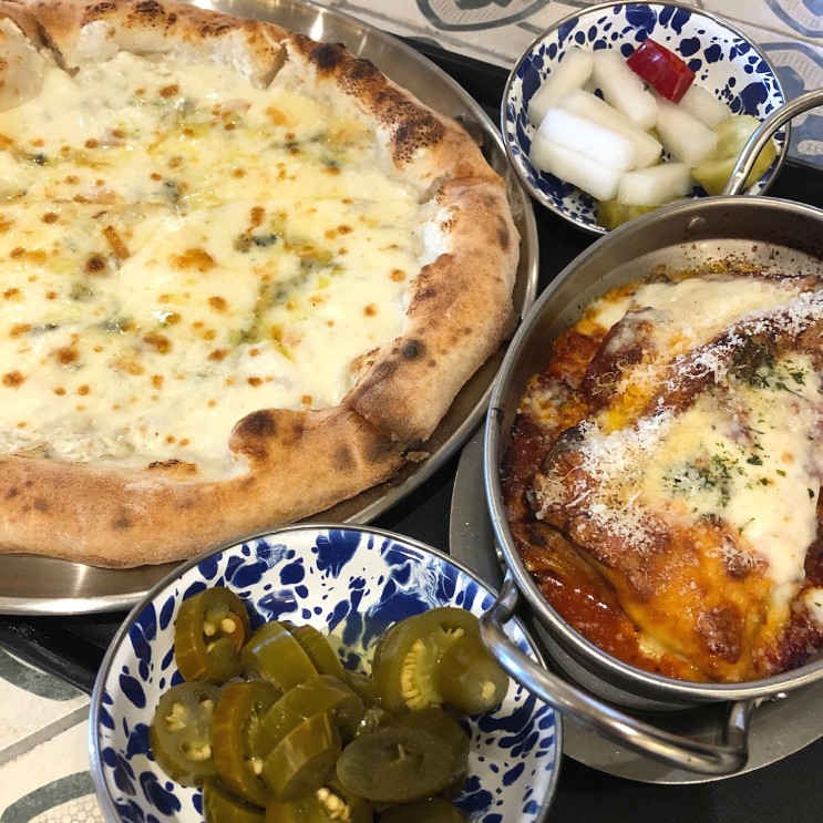 에버랜드에서 점심으로 피자일뽀르노 먹은 후기 (볼로네제 라자냐 / 콰트로 포르마지 피자)