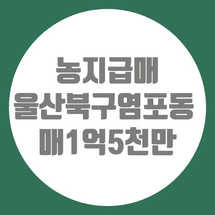  울산 북구 염포동 농지매매 /토지급매 - 공시지가 매도
