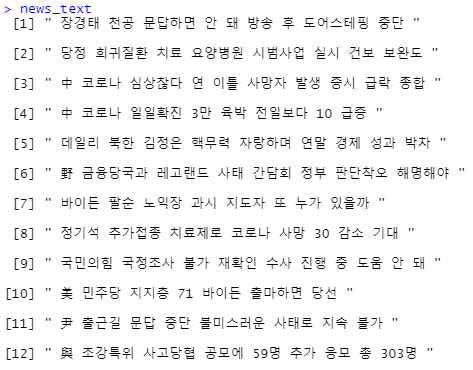  R : 실시간 뉴스 수집과 분석
