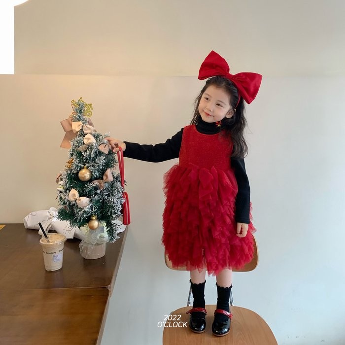  공주파티드레스(레드,화이트)크리스마스 여아드레스