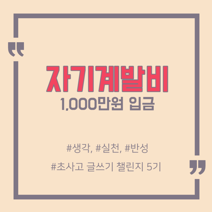  '자기계발비', 1,000만원이 입금되었습니다.