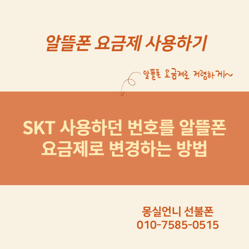 SKT 사용하다가 알뜰폰요금제로 변경하는 방법은