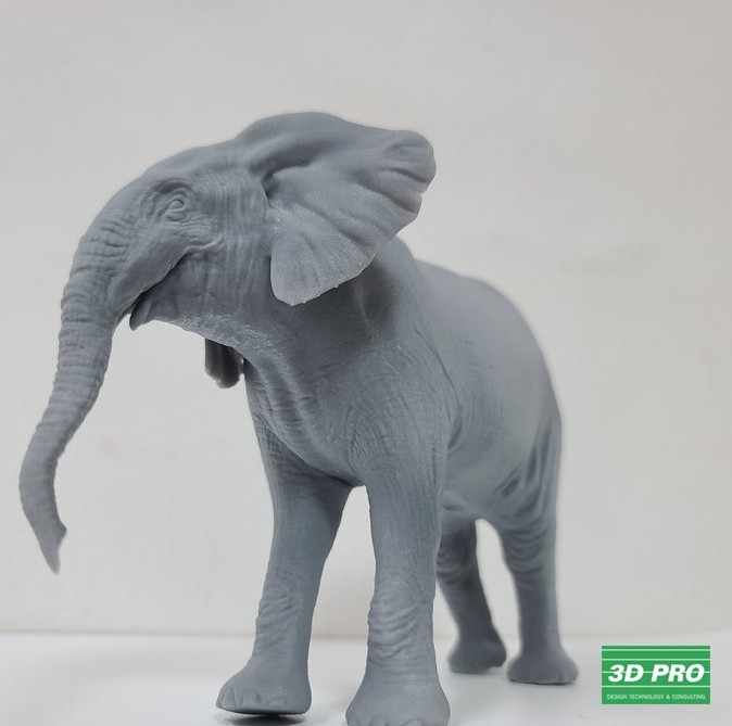 코끼리 모형물 3D프린팅 출력/회색 레진 플라스틱으로 출력/대학생 졸업작품/ SLA 레이저 방식/ABS Like 레진 소재/ 쓰리디프로/3D프로/3DPRO