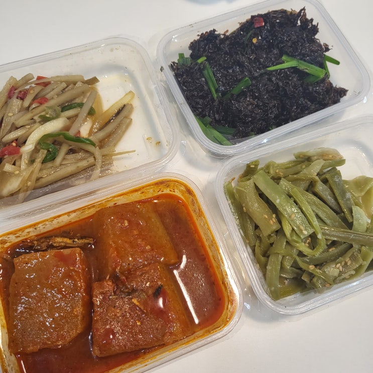  [내돈내산] 남도애꽃 한정식반찬 4종 돌파래자반무침 + 우엉잡채 + 멸치무조림 + 궁채나물볶음, 1세트 / 쿠팡 로켓프레시 새벽배송