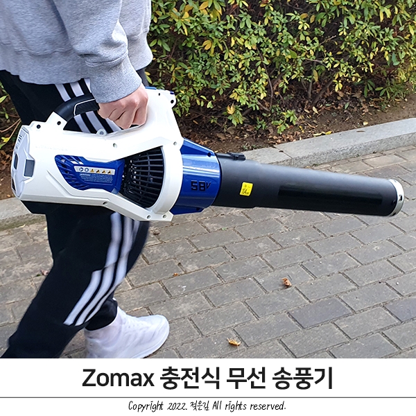 ZOMAX 강력한 파워의 무선 송풍기로 낙엽 청소 ZOMAX 강력한 파워의 무선 송풍기로 낙엽 청소