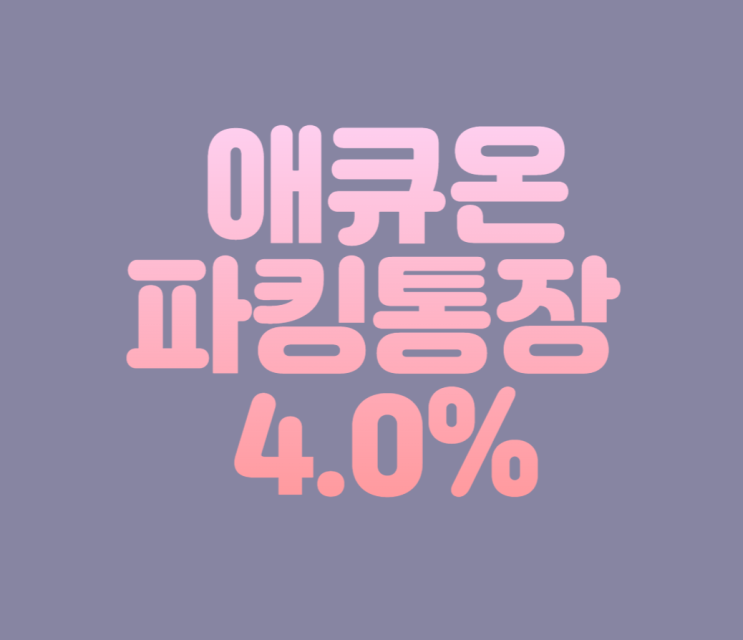  애큐온저축은행 파킹통장 머니쪼개기 4.0% 금리(유의사항 확인)