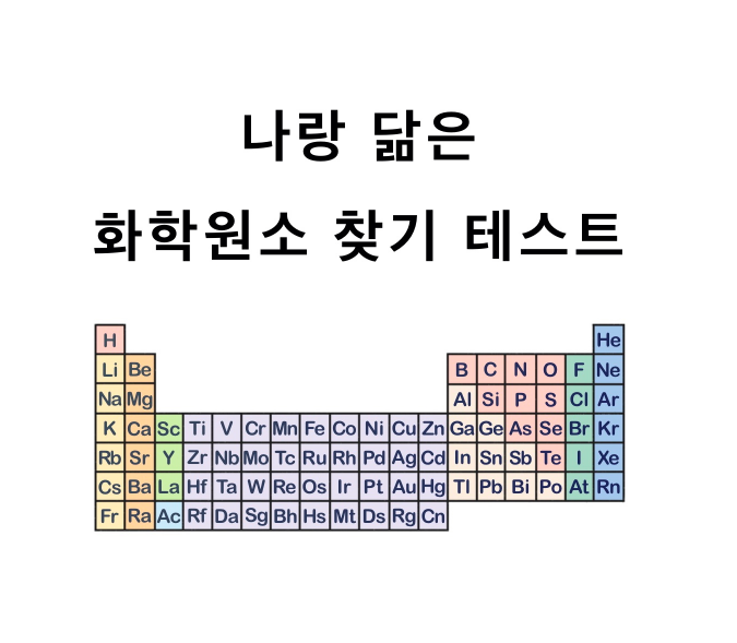 MBTI를 기반으로 나랑 닮은 화학원소 찾기 테스트 (링크 포함) (티타늄 / 아연 / 플루오린 / 규소 / 네온 / 백금 / 칼륨 /인 등)