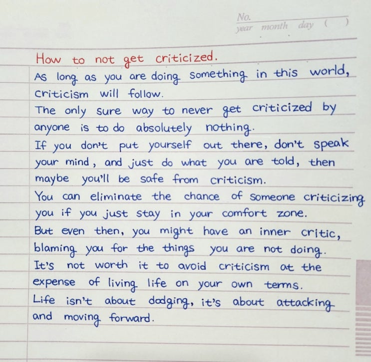 How to not get criticized.