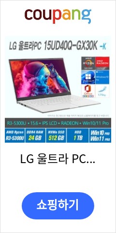 LG 울트라 PC 15UD40Q-GX30K -A +Win10 Pro / Win11 Pro 선택포함, 24GB, 1537GB, AMD RYZEN 5300U, 화이트 이가격이면 개나