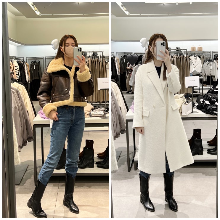  자라 무스탕&화이트 여성 롱코트 매장 후기