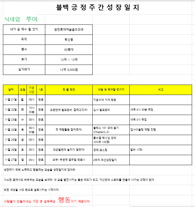  [블백] 두번째 주간성장일지(22. 11. 21~27) #014