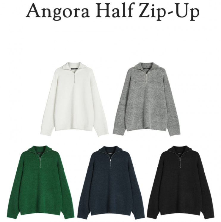 [어반드레스 앙고라 하프 집업 니트]Angora Half Zip-Up Knit - Navy 내돈내산