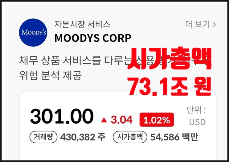 미국 주식분석(feat. 무디스, 시가총액, 매출, 국가별 매출 비중, 이익, PER/PBR/PSR/배당수익률, 목표주가, 주가 추이, 한국기업평가 비교) 미국 주식분석(feat. 무디스, 시가총액, 매출, 국가별 매출 비중, 이익, PER/PBR/PSR/배당수익률, 목표주가, 주가 추이, 한국기업평가 비교)