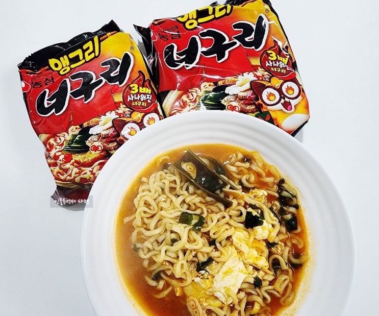  앵그리 너구리 농심 라면 후기 매운맛 어느 정도?