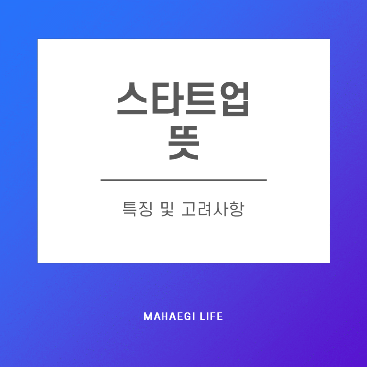  스타트업 뜻과 특징 설명 및 고려 사항