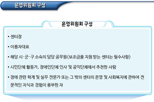 장애인자립생활지원센터 조직 및 운영