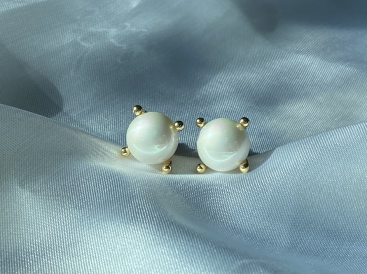  진주귀걸이 13mm 올리아 착용샷 후기