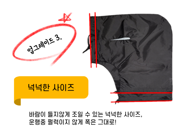 [2023년 신제품] 짱짱한 방수 방한 오토바이 토시의 5가지 업그레이드 개선점을 상세페이지에 담았어요.