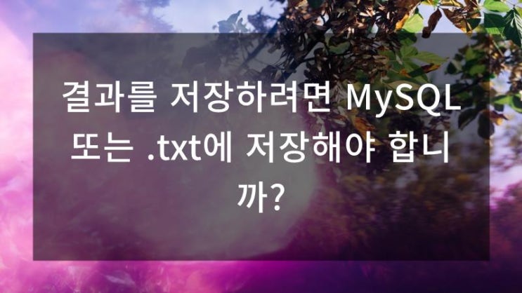  결과를 저장하려면 MySQL 또는 .txt에 저장해야 합니까?