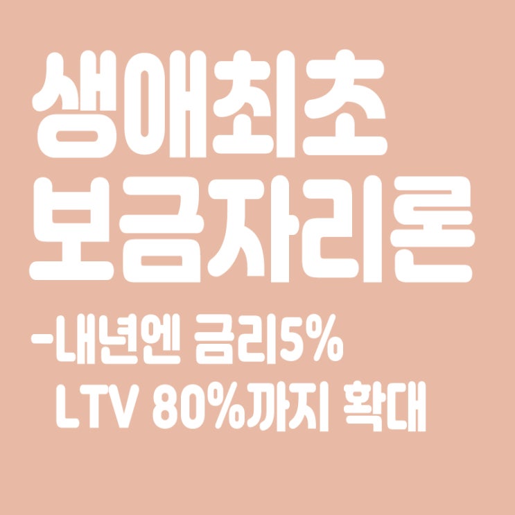  생애최초 보금자리론, 내년엔 금리5%, LTV80%까지 확대
