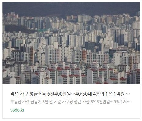 [오늘저녁뉴스] 작년 가구 평균소득 6천400만원…40·50대 4분의 1은 1억원 이상 등