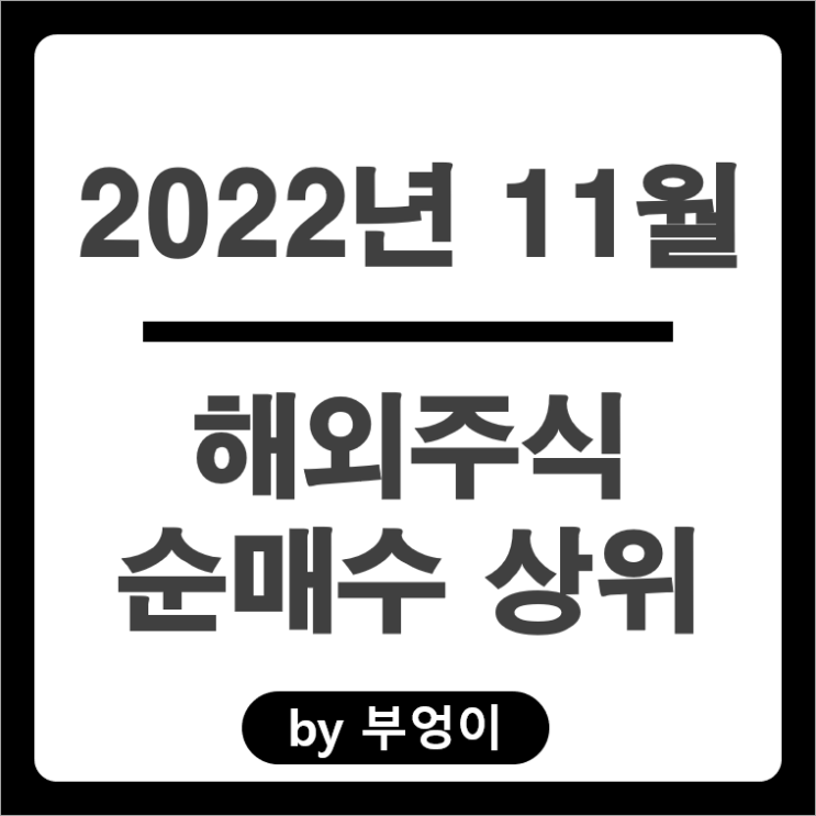 [2022년 11월] 해외 순매수 상위 주식 및 ETF (서학개미 및 기관 투자자)