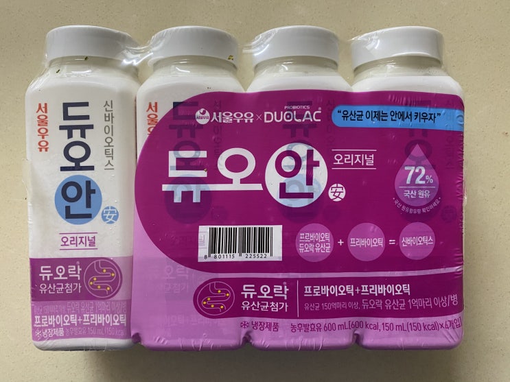 듀오안 오리지널 영양성분 칼로리 서울우유 듀오락 유산균