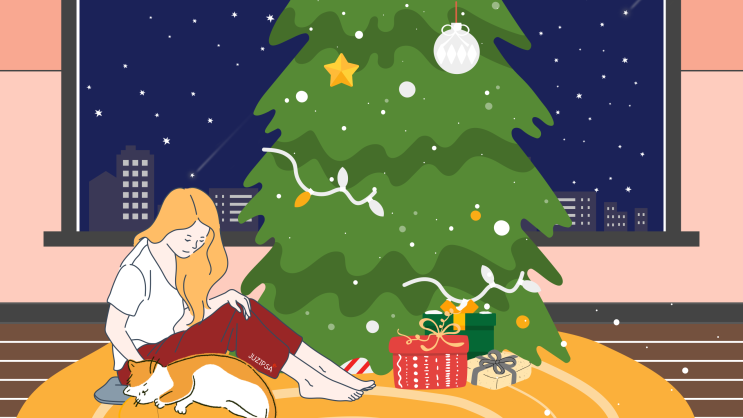  고양이 집사 일상 그림 2022년 12월 달력 크리스마스 배경화면