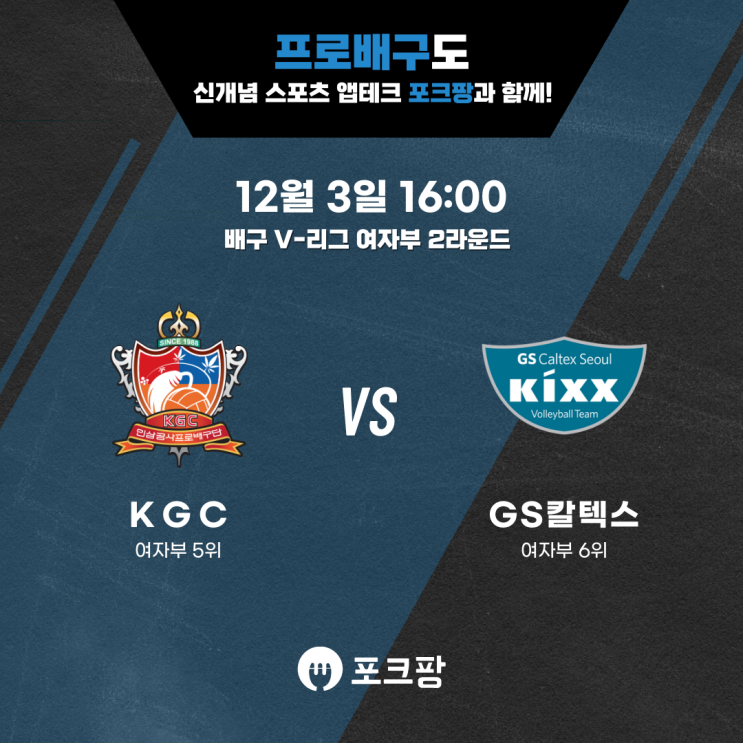  12월 3일 배구 V-리그 여자부 KGC인삼공사 VS GS칼텍스 핵심 분석