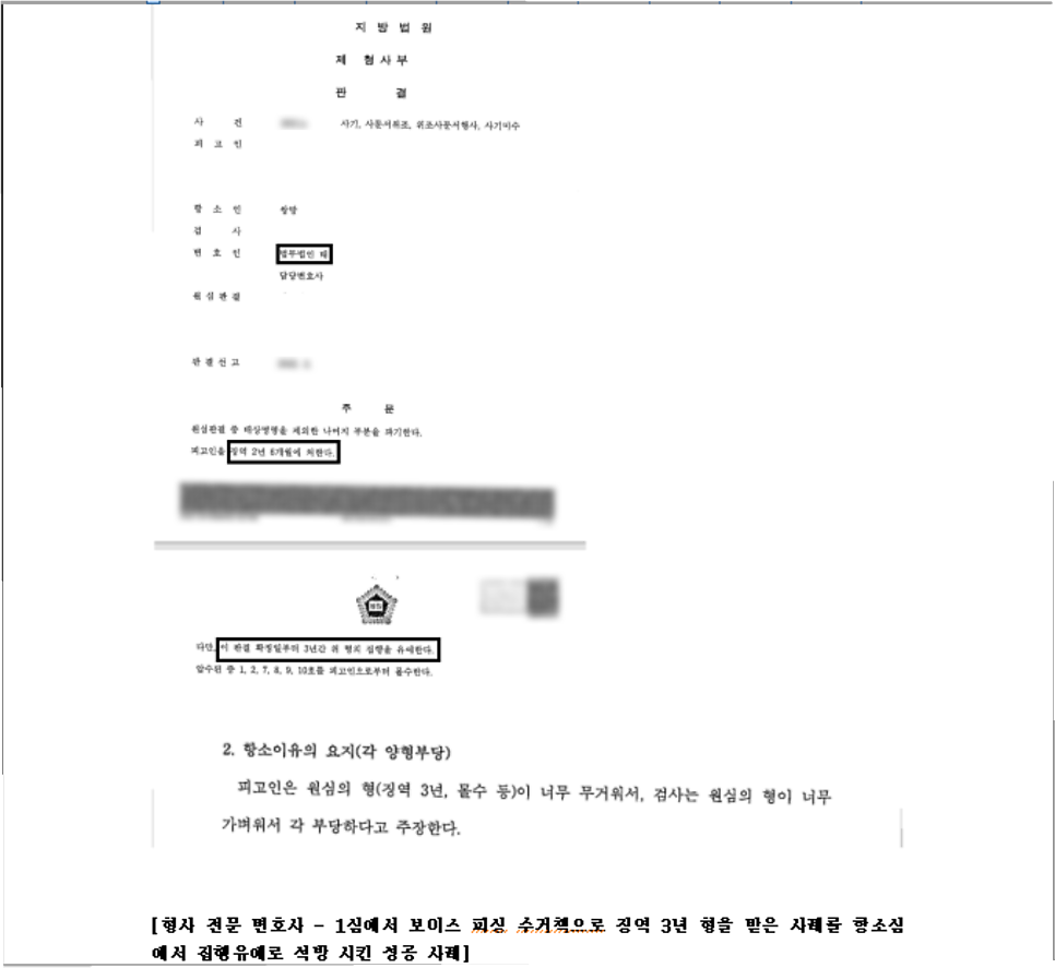 전주보이스피싱? 3년 징역형을 집행유예로 석방시킨 성공사례