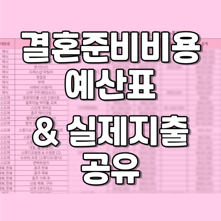  여자 결혼 준비비용 공유, 가성비 결혼비용 예산표 및 실제 지출 (예식,스드메,신혼여행,웨딩밴드,혼수 포함)