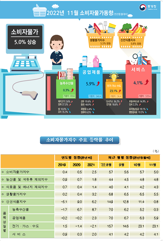 2022년 11월 소비자물가동향_통계청