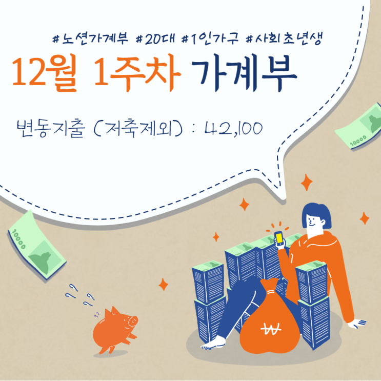 [노션 가계부] 20대 직장인 1인가구 가계부, 12월 1주차