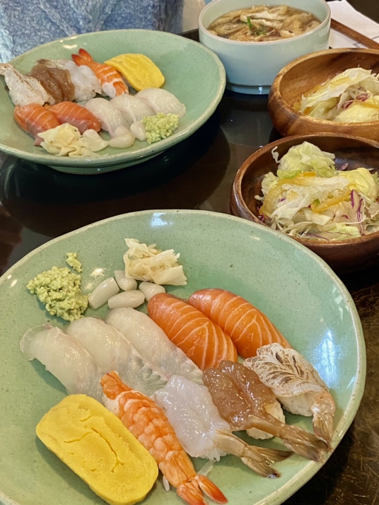  [대구 앞산 맛집] 앞산 스시집 : 얹은 |  초밥을 시키면 따뜻한 우동과 샐러드도 나와요  | 내돈내산 후기