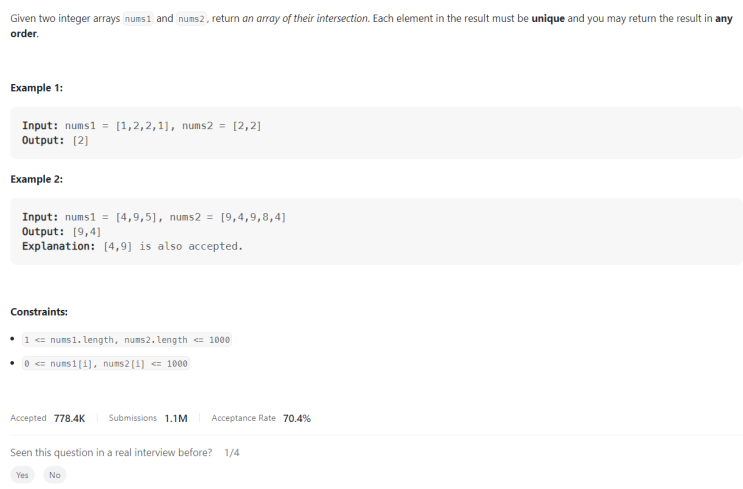  JAVA_Intersection of Two Arrays_LeetCode 349