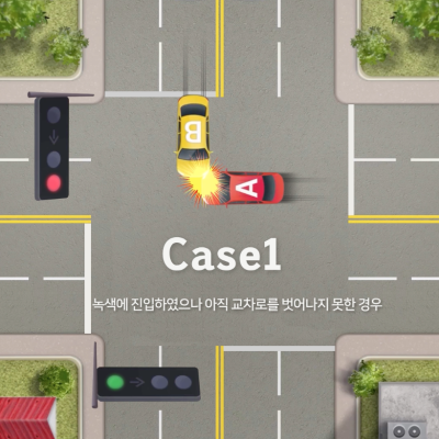 [차 대 차] 교차로 꼬리물기 차량과 녹색 신호 직진 차량 간 충돌사고, 과실비율은? 관련 이미지 2