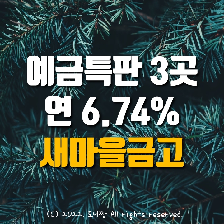 예금특판 3곳 12개월 연6.74% 고금리. 성동우리새마을금고, 드림새마을금고, 신천새마을금고