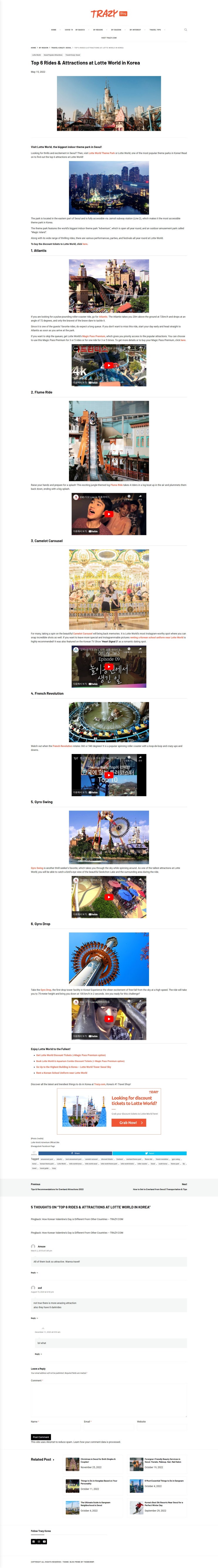  Top 6 Rides & Attractions at Lotte World in Korea