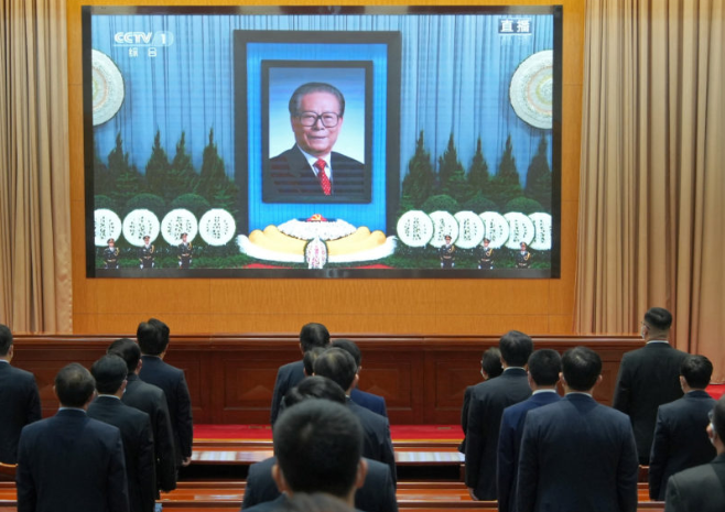 중국 지도자들은 장쩌민 전 주석의 추도식에 참석합니다.