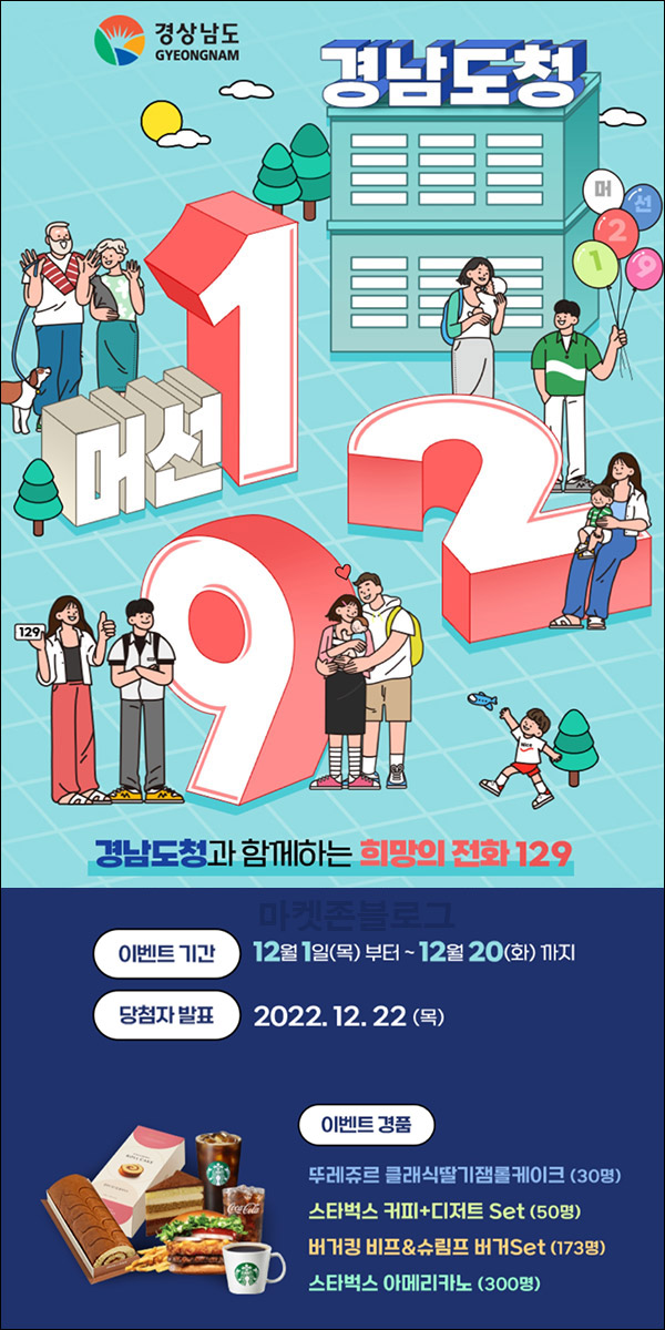 경남도청 희망의전화 129 이벤트(스벅등 553명)추첨,간단