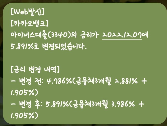  카카오뱅크 3개월 후 변동금리 얼마??