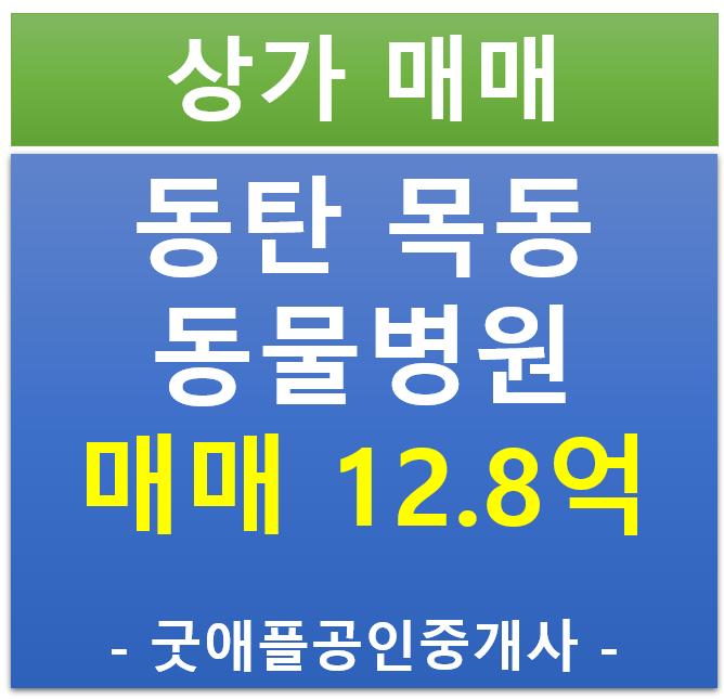 동탄 목동, 동물병원 임차 된 상가 매매 동탄 목동, 동물병원 임차 된 상가 매매