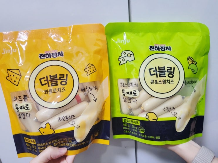  천하장사 치즈소세지 | 더블링 콰트로, 콘&스윗치즈 | 간식 소세지