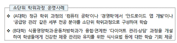 대학 소단위 학위과정 도입…학·석사 연계과정 대학 간에도 운영 대학 소단위 학위과정 도입…학·석사 연계과정 대학 간에도 운영