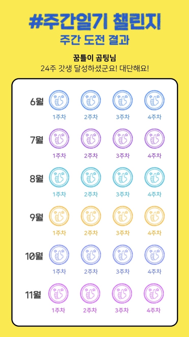 주간 일기 챌린지 완료^^