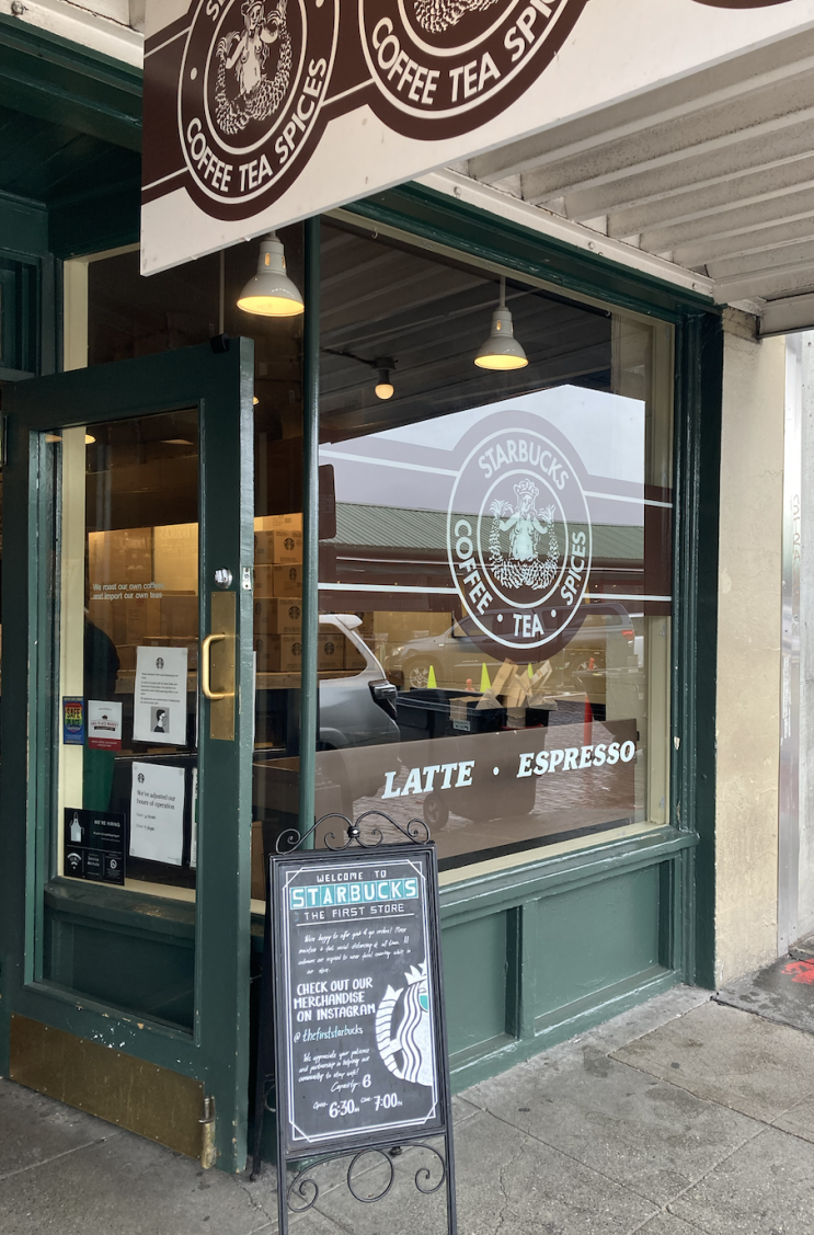 시애틀 다운타운 커피숍: Pike Place market 스타벅스 Starbucks 1호점, 지인들에게 선물할 기념품 사기 좋은 곳 추천