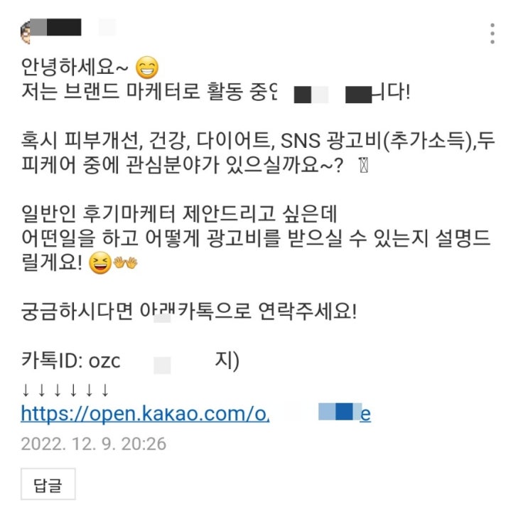  체험관련제안 블로그 비밀댓글 요새 왜이렇게 많지??