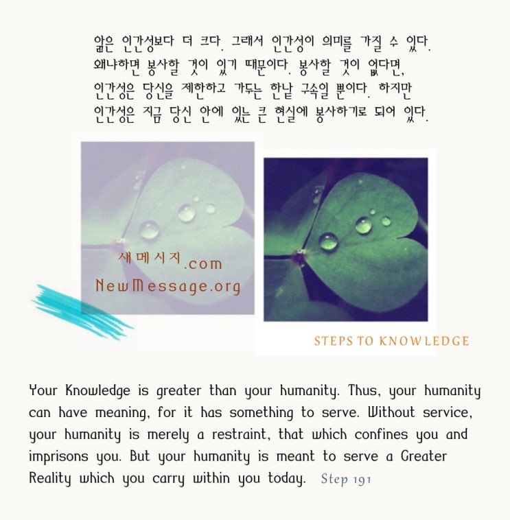제 191 계단: 나의 앎은 나의 인간성보다 더 크다 My Knowledge is greater than my humanity. 제 191 계단: 나의 앎은 나의 인간성보다 더 크다 My Knowledge is greater than my humanity.